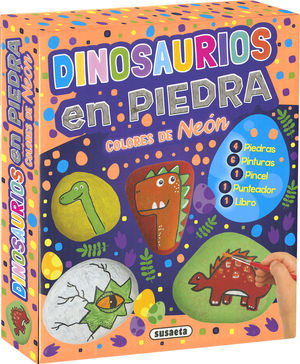 DINOSAURIOS EN PIEDRA.  COLORES DE NEON