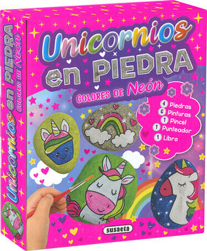 UNICORINIOS EN PIEDRA.  COLORES DE NEON