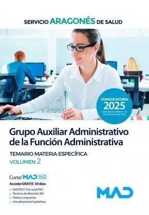 Auxiliar Administrativo Específico Vol 2 Salud Aragon 2025