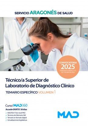 TCNICO SUPERIOR DE LABORATORIO DE DIAGNSTICO CLNICO TEMARIO ESPECIFICO VOL 1 SALUD ARAGON 2025