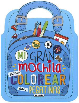 MI GRAN MOCHILA PARA COLOREAR CON PEGATINAS ( AZUL CLARO )