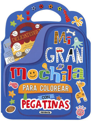 MI GRAN MOCHILA PARA COLOREAR CON PEGATINAS ( AZUL OSCURO )